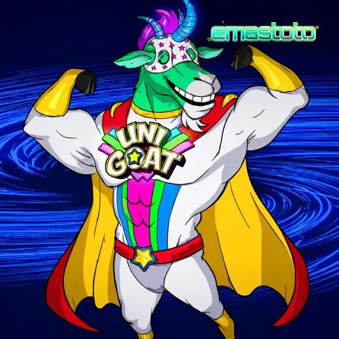 Tampilan visual slot Unigoat dengan tema kambing ajaib dan kubis emas.